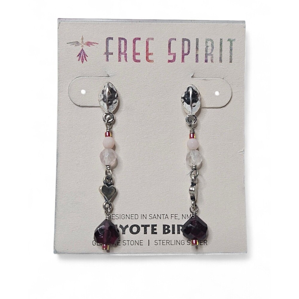 Peyote Bird Free Spirit Earrings Sterling Silver Dangle Red Heart NWT